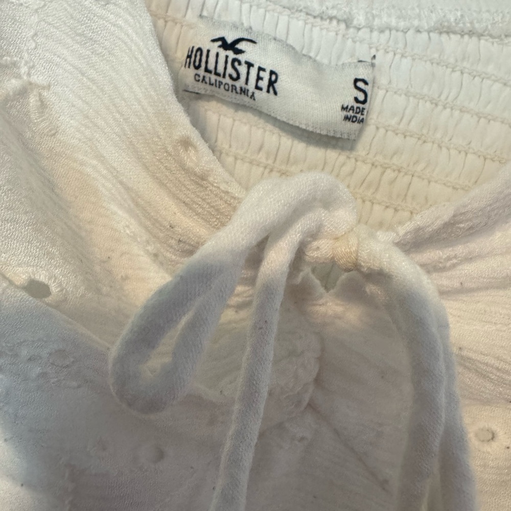 Hollister cropped White Ruched babydoll style top size S - Picture 4 of 4